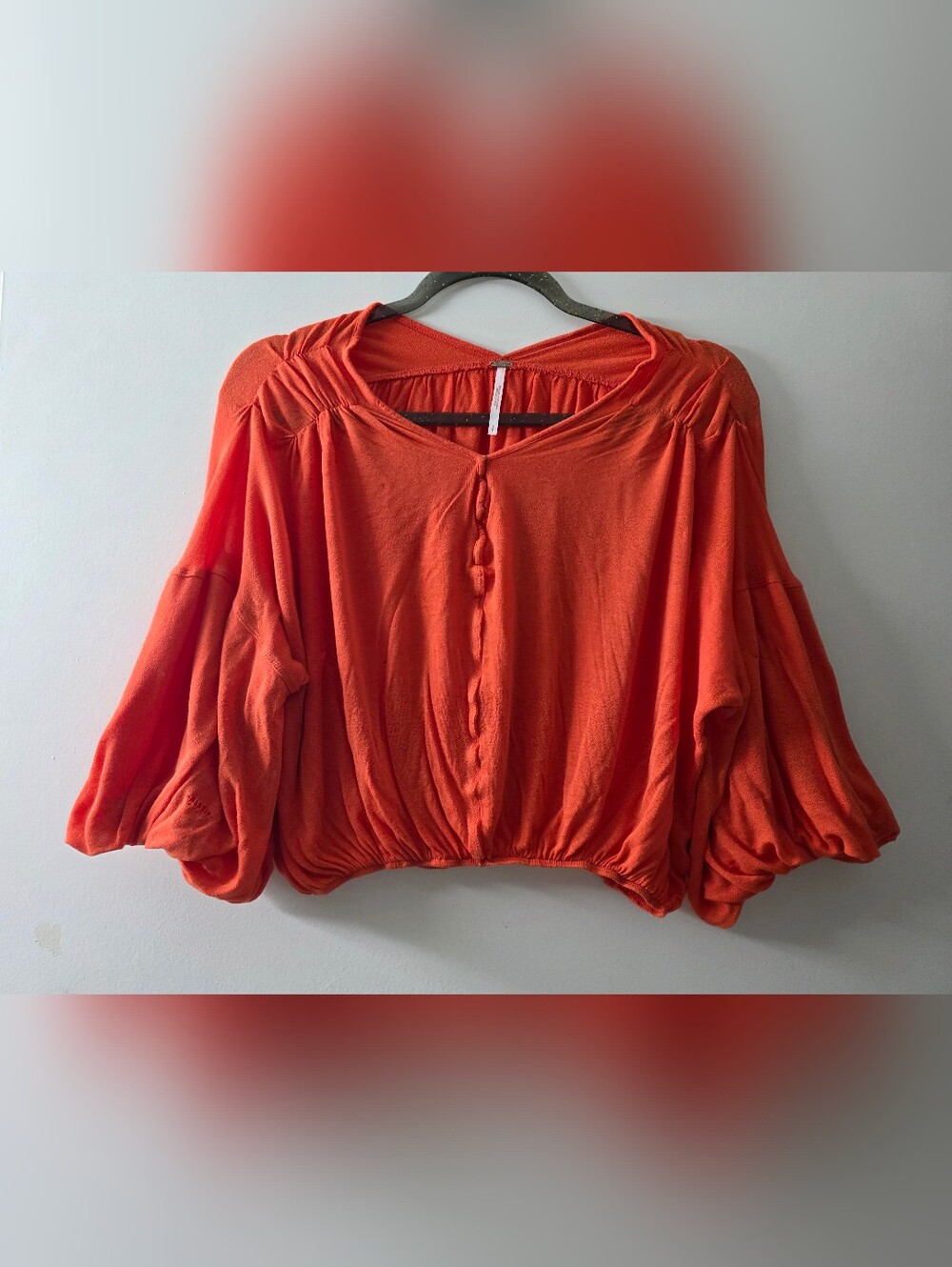 Free People Lightweight Coral Orange Snap Front Crop Top Size S
